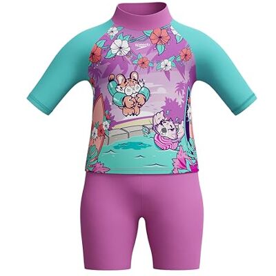 Speedo Mädchen Schwimmen Lernen Sonnenschutz Oberteil & Shorts Mädchen Urlaubsbekleidung UV-Schutz Neon Violet 6-9M Speedo Mädchen Schwimmen Lernen Sonnenschutz Oberteil & Shorts Mädchen Urlaubsbekleidung UV-Schutz Neon Violet 6-9M