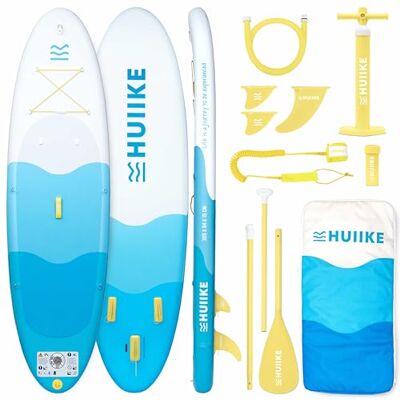 HUIIKE Stand Up Paddling Board mit Zubehör, Paddel, Finnen, Pumpe. Paddle Sup Board Aufblasbar Hohe Stabilität und Widerstandsfähigkeit. 305 x 84 x 15 cm, Belastbar bis 130 kg HUIIKE Stand Up Paddling Board mit Zubehör, Paddel, Finnen, Pumpe. Paddle Sup Board Aufblasbar Hohe Stabilität und Widerstandsfähigkeit. 305 x 84 x 15 cm, Belastbar bis 130 kg