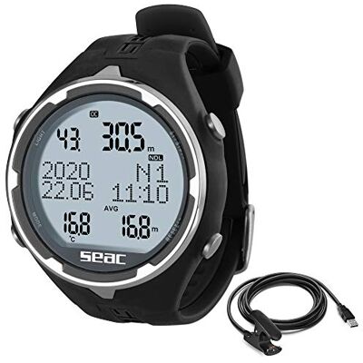 SEAC Action, Tauchcomputer für Gerätetauchen und Freediving, Logbuch, Dive Planner, Safety Alarme, weiß verspiegelte Linse +USB SEAC Action, Tauchcomputer für Gerätetauchen und Freediving, Logbuch, Dive Planner, Safety Alarme, weiß verspiegelte Linse +USB