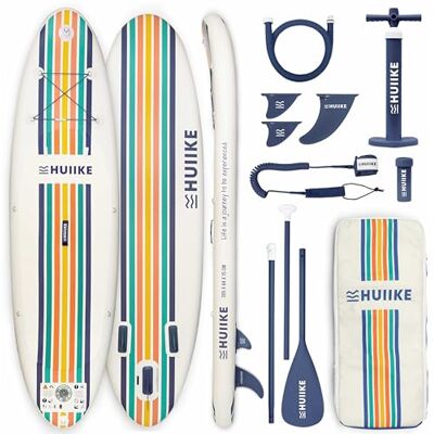 HUIIKE Stand Up Paddling Board mit Zubehör, Paddel, Finnen, Pumpe. Paddle Sup Board Aufblasbar Hohe Stabilität und Widerstandsfähigkeit. 305 x 84 x 15 cm, Belastbar bis 130 kg HUIIKE Stand Up Paddling Board mit Zubehör, Paddel, Finnen, Pumpe. Paddle Sup Board Aufblasbar Hohe Stabilität und Widerstandsfähigkeit. 305 x 84 x 15 cm, Belastbar bis 130 kg