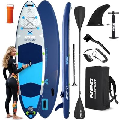 Neo-Sport Stand Up Paddle Board SUP Aufblasbar Set 320 cm Mit Zubehör Handpumpe Paddel Leash Rucksack Aquasurf 10.6 Neo-Sport Stand Up Paddle Board SUP Aufblasbar Set 320 cm Mit Zubehör Handpumpe Paddel Leash Rucksack Aquasurf 10.6