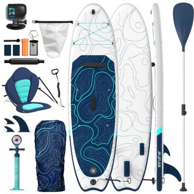 JUMMICO SUP Board Set Aufblasbar, Stand Up Paddling Board mit 2-in-1-Sup Paddel und Sitz. Geeignet zum Sitzen, Liegen. Standup Paddle Boards mit Kamerahalterung und Zubehörset, für Bequeme Nutzung. JUMMICO SUP Board Set Aufblasbar, Stand Up Paddling Board mit 2-in-1-Sup Paddel und Sitz. Geeignet zum Sitzen, Liegen. Standup Paddle Boards mit Kamerahalterung und Zubehörset, für Bequeme Nutzung.