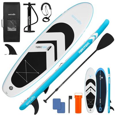 SereneLife SUP Board Aufblasbar Set – Stand Up Paddling Board mit Zubehör, rutschfestes Eva-Deck für See, Fluss, Touring und Freizeit SereneLife SUP Board Aufblasbar Set – Stand Up Paddling Board mit Zubehör, rutschfestes Eva-Deck für See, Fluss, Touring und Freizeit
