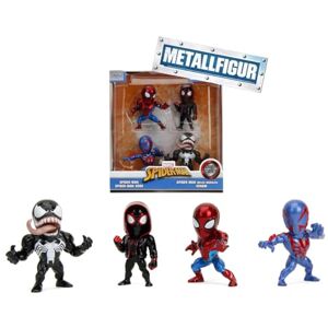 Jada Toys 4er-Set Marvel Spider-Man Figuren (Spiderman, Venom, Miles Morales, Spiderman 2099) 4 Sammelfiguren aus Metall, je 6 cm, für Fans & Sammler ab 8 Jahre, Welle 1 Jada Toys 4er-Set Marvel Spider-Man Figuren (Spiderman, Venom, Miles Morales, Spiderman 2099) 4 Sammelfiguren aus Metall, je 6 cm, für Fans & Sammler ab 8 Jahre, Welle 1