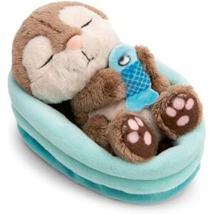 NICI Kuscheltier Otter mit Fisch 12cm schlafend im Körbchen grau Stofftier aus weichem Plüsch, niedliches Plüschtier zum Kuscheln und Spielen, für Kinder & Erwachsene 61582 NICI Kuscheltier Otter mit Fisch 12cm schlafend im Körbchen grau Stofftier aus weichem Plüsch, niedliches Plüschtier zum Kuscheln und Spielen, für Kinder & Erwachsene 61582