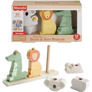 Fisher Price Baby und Kleinkinder Stapel- und Sortiert-Tierwelt aus Holz, 10 Holzteile für die spielerische Entwicklung ab 1 Jahr, HXV04 Fisher Price Baby und Kleinkinder Stapel- und Sortiert-Tierwelt aus Holz, 10 Holzteile für die spielerische Entwicklung ab 1 Jahr, HXV04