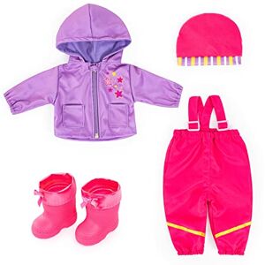BAYER Puppenkleidung - 38-42 cm - Regenoutfit Rosa/Lila - Puppenkleid BAYER Puppenkleidung - 38-42 cm - Regenoutfit Rosa/Lila - Puppenkleid