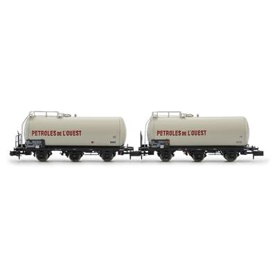 ARNOLD HN6677 SNCF, 2-teiliges Set 3-achsiger Kesselwagen, Petroles de l'Ouest, graue Lackierung, epIV Güterwagen, Grau ARNOLD HN6677 SNCF, 2-teiliges Set 3-achsiger Kesselwagen, Petroles de l'Ouest, graue Lackierung, epIV Güterwagen, Grau