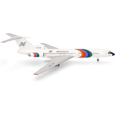 Herpa Modellflugzeug Aeronica Tupolev TU-154, Miniatur im Maßstab 1:200, Sammlerstück, Modell ohne Standfuß, Metall, Weiß Herpa Modellflugzeug Aeronica Tupolev TU-154, Miniatur im Maßstab 1:200, Sammlerstück, Modell ohne Standfuß, Metall, Weiß
