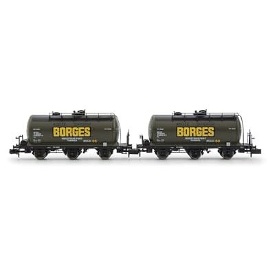 ARNOLD HN6673 RENFE, 2-teiliges Set 3-achsiger Kesselwagen Borges, EpIII Güterwagen, Schwarz ARNOLD HN6673 RENFE, 2-teiliges Set 3-achsiger Kesselwagen Borges, EpIII Güterwagen, Schwarz