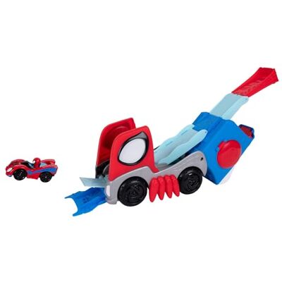Jazwares Marvel Spidey Seine Super-Freunde SNF0428 Transformierender Rennbahn Truck 23 cm Fahrzeug und Trackset mit exklusivem Metallfahrzeug Jazwares Marvel Spidey Seine Super-Freunde SNF0428 Transformierender Rennbahn Truck 23 cm Fahrzeug und Trackset mit exklusivem Metallfahrzeug