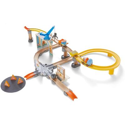 HABA Kullerbü Spielbahn Große Baustelle Bunte Holz-Kugelbahn mit Fahrzeugen Erweiterbares Klicksystem mit 51 Teilen Holzeisenbahn Alternative für Kinder ab 2 Jahren 1307199001 HABA Kullerbü Spielbahn Große Baustelle Bunte Holz-Kugelbahn mit Fahrzeugen Erweiterbares Klicksystem mit 51 Teilen Holzeisenbahn Alternative für Kinder ab 2 Jahren 1307199001