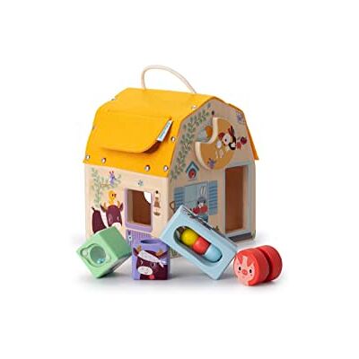 Lilliputiens , Klang-Steckhaus aus Holz, 5 Aktivitäten, Ab 12 Monaten Haus mit Steckformen und Verschiedenen Klängen, Vermittelt Spielerisch Formen, Farben, Töne und Bauernhoftiere Lilliputiens , Klang-Steckhaus aus Holz, 5 Aktivitäten, Ab 12 Monaten Haus mit Steckformen und Verschiedenen Klängen, Vermittelt Spielerisch Formen, Farben, Töne und Bauernhoftiere