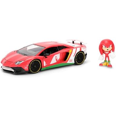 Jada Toys Sonic Auto Lamborghini Aventador SV (19 cm) mit Knuckles Figur (7 cm) Modellauto mit Teilen zum Öffnen, Spielzeug-Set aus Metall für Fans und Kinder ab 8 Jahre Jada Toys Sonic Auto Lamborghini Aventador SV (19 cm) mit Knuckles Figur (7 cm) Modellauto mit Teilen zum Öffnen, Spielzeug-Set aus Metall für Fans und Kinder ab 8 Jahre