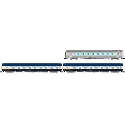 ARNOLD HN4474 SNCF, 3er-Packung Train Expo, Set 1, 2 x T2 Schlafwagen Barwagen, Ep; vI Personenwagen, Blau ARNOLD HN4474 SNCF, 3er-Packung Train Expo, Set 1, 2 x T2 Schlafwagen Barwagen, Ep; vI Personenwagen, Blau