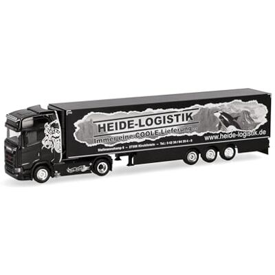Herpa LKW Modell Scania CS 20 HD Kühlkoffer-Sattelzug Heide Logistik, Miniatur im Maßstab 1:87, Sammlerstück, Made in Germany, Kunststoff, Schwarz Herpa LKW Modell Scania CS 20 HD Kühlkoffer-Sattelzug Heide Logistik, Miniatur im Maßstab 1:87, Sammlerstück, Made in Germany, Kunststoff, Schwarz