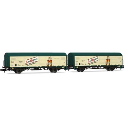 ARNOLD HN6704 RENFE, 2er-Set JPD-Wagen, San Miguel, Ep; v Güterwagenpakete ARNOLD HN6704 RENFE, 2er-Set JPD-Wagen, San Miguel, Ep; v Güterwagenpakete