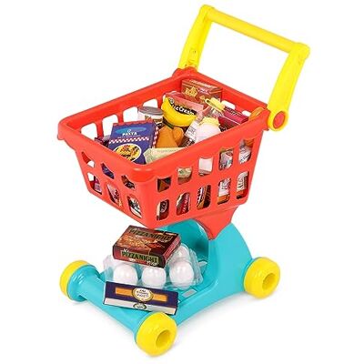 Battat Shopping Day Einkaufswagen, Spielset mit 29 Spiellebensmitteln Battat Shopping Day Einkaufswagen, Spielset mit 29 Spiellebensmitteln
