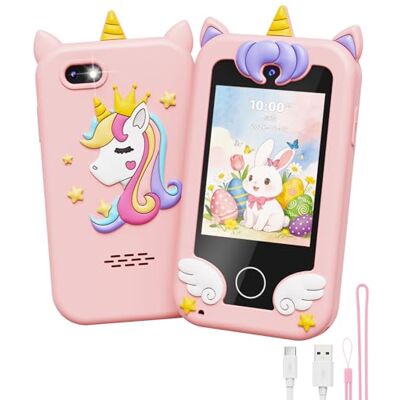 UCIDCI Kinder Handy Spielzeug für Jungen und Mädchen, Spielzeug mit Dual-Kamera für Kinder im Alter von 3–7 Jahren, Lernspielzeug & MP3-Player, Ostern und Geburtstag(Rosa) UCIDCI Kinder Handy Spielzeug für Jungen und Mädchen, Spielzeug mit Dual-Kamera für Kinder im Alter von 3–7 Jahren, Lernspielzeug & MP3-Player, Ostern und Geburtstag(Rosa)