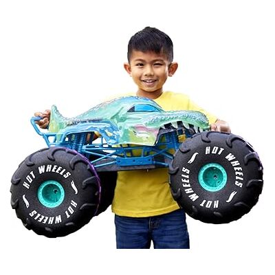 Hot Wheels Monster Trucks Ferngesteuertes Auto, Mega-Wrex im Maßstab 1:6, extragroßer Ferngesteuerter Spielzeug-Truck, mehr als 60 cm lang, HPK28 Hot Wheels Monster Trucks Ferngesteuertes Auto, Mega-Wrex im Maßstab 1:6, extragroßer Ferngesteuerter Spielzeug-Truck, mehr als 60 cm lang, HPK28