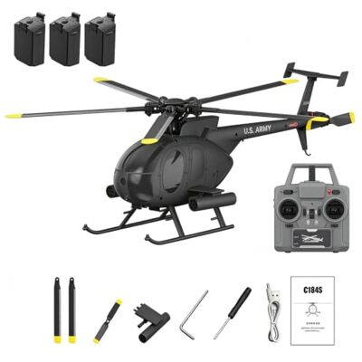 Stylomira C184S MD500 Little Bird 2,4 GHz 6-Kanal-RC-Hubschrauber mit 6-Achsen-Gyro 3 Digitalservos, Start/Landung & Rückenflug per Knopfdruck, barometrische Höhenhaltung & Optical Flow Stylomira C184S MD500 Little Bird 2,4 GHz 6-Kanal-RC-Hubschrauber mit 6-Achsen-Gyro 3 Digitalservos, Start/Landung & Rückenflug per Knopfdruck, barometrische Höhenhaltung & Optical Flow