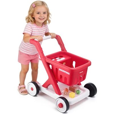 VEVOR Einkaufswagen für Kinder, Einkaufswagen Supermarkt Spielzeug mit Spiel-Lebensmittel Zubehör & Rollen, Höheverstellbares PP-Kaufladenzubehör mit Licht Sound Kaufmannsladen Spiele für Kinder ab 2 VEVOR Einkaufswagen für Kinder, Einkaufswagen Supermarkt Spielzeug mit Spiel-Lebensmittel Zubehör & Rollen, Höheverstellbares PP-Kaufladenzubehör mit Licht Sound Kaufmannsladen Spiele für Kinder ab 2