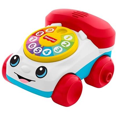 Fisher Price Babyspielzeug Plappertelefon-Fahrzeug zum Schieben, mit Geräuschen, entwicklungsförderndes Spielzeug für Babys in der Krabbelphase, ab 6 Monaten, JKD56 Fisher Price Babyspielzeug Plappertelefon-Fahrzeug zum Schieben, mit Geräuschen, entwicklungsförderndes Spielzeug für Babys in der Krabbelphase, ab 6 Monaten, JKD56