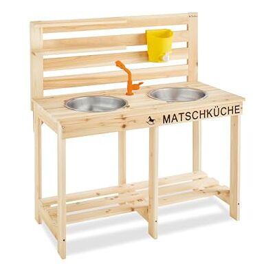 PINOLINO Matschküche Malu, Spielküche, Kinderküche aus massiver Tanne mit 2 Edelstahlschüsseln, Wasserhahn, Schlauchanschluss & abnehmbarem Wassertank, für Kinder ab 3 Jahren PINOLINO Matschküche Malu, Spielküche, Kinderküche aus massiver Tanne mit 2 Edelstahlschüsseln, Wasserhahn, Schlauchanschluss & abnehmbarem Wassertank, für Kinder ab 3 Jahren