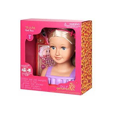 Our Generation Trista Puppe Styling Kopf Blondes Haar & Blaue Augen Vorgetäuschtes Spiel Aufkleber & Haarschmuck-Accessoires Spielzeug für Kinder ab 3 Jahren Our Generation Trista Puppe Styling Kopf Blondes Haar & Blaue Augen Vorgetäuschtes Spiel Aufkleber & Haarschmuck-Accessoires Spielzeug für Kinder ab 3 Jahren