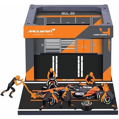 Bburago Pit Stop McLaren MCL38 2024#4 Norris, Spielset mit Diorama, 1:43 und 6 Mechanikern, Detailgetreu, McLaren-Lizenz, Alter 3+ Bburago Pit Stop McLaren MCL38 2024#4 Norris, Spielset mit Diorama, 1:43 und 6 Mechanikern, Detailgetreu, McLaren-Lizenz, Alter 3+