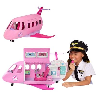 Barbie Dream Land Traumflugzeug Echtes Mikrofon mit 5 Sounds, 3 Spielbereiche und 14 Zubehörteile, JLW92 Barbie Dream Land Traumflugzeug Echtes Mikrofon mit 5 Sounds, 3 Spielbereiche und 14 Zubehörteile, JLW92
