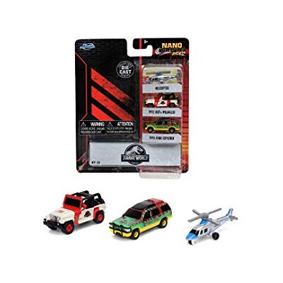 Jada Toys 253251012 Jurassic Park 3er Set A Nano Sammelautos, 1993 Ford Explorer, Jeep Wrangler 12, A109 Helikopter, 4 cm, ab 3 Jahren, bekannt aus der gleichnamigen Filmreihe Jada Toys 253251012 Jurassic Park 3er Set A Nano Sammelautos, 1993 Ford Explorer, Jeep Wrangler 12, A109 Helikopter, 4 cm, ab 3 Jahren, bekannt aus der gleichnamigen Filmreihe