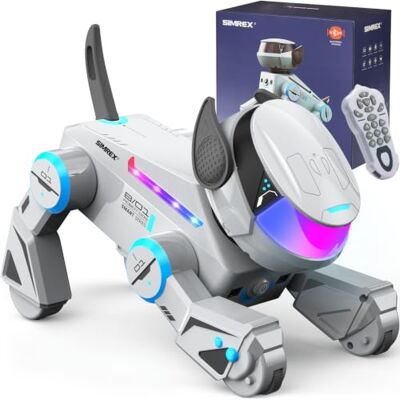 SIMREX Roboter Hund Spielzeug für Kinder, Tanzen Singen Programmierbar Roboterhund mit Berührungssensor, Bluetooth-Fernbedienung, LED-Augen, Geburtstagsgeschenk für Jungen und Mädchen SIMREX Roboter Hund Spielzeug für Kinder, Tanzen Singen Programmierbar Roboterhund mit Berührungssensor, Bluetooth-Fernbedienung, LED-Augen, Geburtstagsgeschenk für Jungen und Mädchen