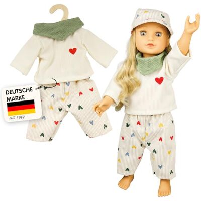 Heless 2516 Puppenkleidung ''Herz-Konfetti'', 3-teiliges Set mit Kordhose, T-Shirt und Tuch, für Puppen und Kuscheltiere der Größe 35-45 cm Heless 2516 Puppenkleidung ''Herz-Konfetti'', 3-teiliges Set mit Kordhose, T-Shirt und Tuch, für Puppen und Kuscheltiere der Größe 35-45 cm