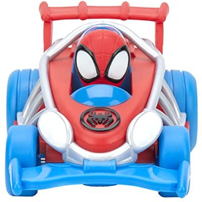Jazwares Spidey and his Amazing Friends SNF0015 Gewebtes Wheelie Rückzug-Fahrzeug – mit eingebautem Spidey-Superhelden – Spielzeug mit Ihren freundlichen Nachbarschaftsspiden, rot/blau Jazwares Spidey and his Amazing Friends SNF0015 Gewebtes Wheelie Rückzug-Fahrzeug – mit eingebautem Spidey-Superhelden – Spielzeug mit Ihren freundlichen Nachbarschaftsspiden, rot/blau