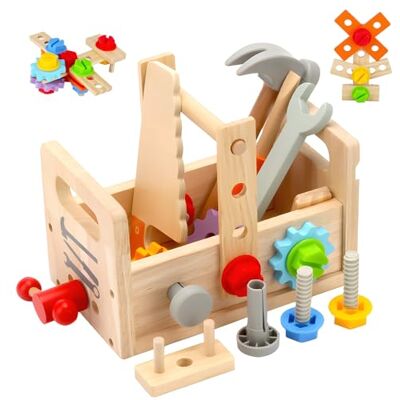 Newpop Werkzeugkoffer Kinder, Kinderwerkzeug, Holzspielzeug Lernspiele Werkzeugkasten Kinder, Werkzeuge ab 3 Jahre, Spielzeug Werkzeug, Werkzeugspielzeug, Spielwerkzeug Bausatzs, Junge, Mädchen Newpop Werkzeugkoffer Kinder, Kinderwerkzeug, Holzspielzeug Lernspiele Werkzeugkasten Kinder, Werkzeuge ab 3 Jahre, Spielzeug Werkzeug, Werkzeugspielzeug, Spielwerkzeug Bausatzs, Junge, Mädchen