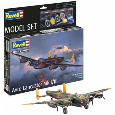 Revell Modellbausatz Lancaster Mk.I/III Schwerer Bomber der RAF im WWII Maßstabsgetreu mit Cockpit & Bewaffnung Zubehör inkl. Kleber und Pinsel Revell Modellbausatz Lancaster Mk.I/III Schwerer Bomber der RAF im WWII Maßstabsgetreu mit Cockpit & Bewaffnung Zubehör inkl. Kleber und Pinsel