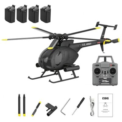Stylomira C184S MD500 Little Bird 2,4 GHz 6-Kanal-RC-Hubschrauber mit 6-Achsen-Gyro 3 Digitalservos, Start/Landung & Rückenflug per Knopfdruck, barometrische Höhenhaltung & Optical Flow Stylomira C184S MD500 Little Bird 2,4 GHz 6-Kanal-RC-Hubschrauber mit 6-Achsen-Gyro 3 Digitalservos, Start/Landung & Rückenflug per Knopfdruck, barometrische Höhenhaltung & Optical Flow