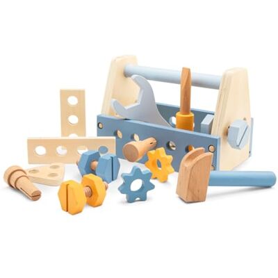 Woet ® Holz Werkzeugkoffer Kinder, Spielzeug Werkzeug Set, Rollenspiel Baustelle, Schrauben und Muttern, Bauen Lernen, Feinmotorik, Problemlösung, Montessori, Ab 3 Jahren Woet ® Holz Werkzeugkoffer Kinder, Spielzeug Werkzeug Set, Rollenspiel Baustelle, Schrauben und Muttern, Bauen Lernen, Feinmotorik, Problemlösung, Montessori, Ab 3 Jahren