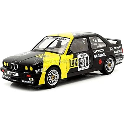 Solido BMW E30 M3#31, DTM 1988, Fahrer: K. Thiim, Modellauto, Maßstab 1:18, schwarz/gelb Solido BMW E30 M3#31, DTM 1988, Fahrer: K. Thiim, Modellauto, Maßstab 1:18, schwarz/gelb