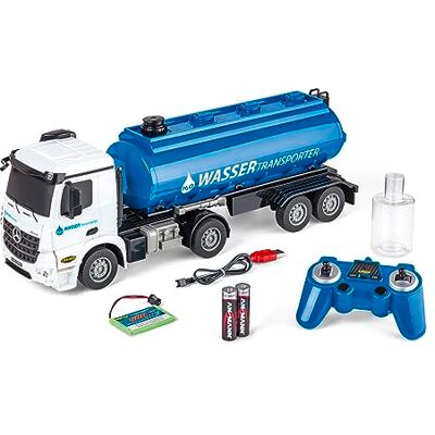 Carson 500907665 1:26 MB Arocs Wassertransporter 100% RTR Ferngesteuertes Fahrzeug, Lastwagen mit Funktionen Licht und Sound, inkl. Batterien und Fernsteuerung, 60 Minuten Fahrzeit, Blau Carson 500907665 1:26 MB Arocs Wassertransporter 100% RTR Ferngesteuertes Fahrzeug, Lastwagen mit Funktionen Licht und Sound, inkl. Batterien und Fernsteuerung, 60 Minuten Fahrzeit, Blau