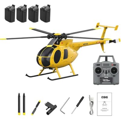 Stylomira C184S MD500 Little Bird 2,4 GHz 6-Kanal-RC-Hubschrauber mit 6-Achsen-Gyro 3 Digitalservos, Start/Landung & Rückenflug per Knopfdruck, barometrische Höhenhaltung & Optical Flow Stylomira C184S MD500 Little Bird 2,4 GHz 6-Kanal-RC-Hubschrauber mit 6-Achsen-Gyro 3 Digitalservos, Start/Landung & Rückenflug per Knopfdruck, barometrische Höhenhaltung & Optical Flow