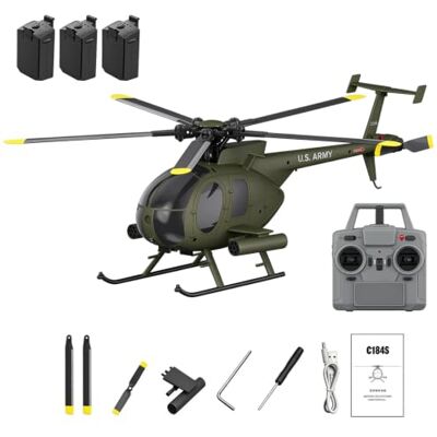Stylomira C184S MD500 Little Bird 2,4 GHz 6-Kanal-RC-Hubschrauber mit 6-Achsen-Gyro 3 Digitalservos, Start/Landung & Rückenflug per Knopfdruck, barometrische Höhenhaltung & Optical Flow Stylomira C184S MD500 Little Bird 2,4 GHz 6-Kanal-RC-Hubschrauber mit 6-Achsen-Gyro 3 Digitalservos, Start/Landung & Rückenflug per Knopfdruck, barometrische Höhenhaltung & Optical Flow