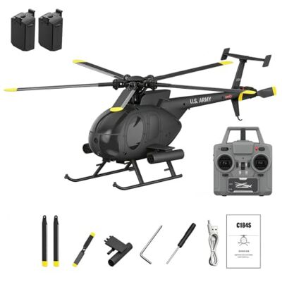 Stylomira C184S MD500 Little Bird 2,4 GHz 6-Kanal-RC-Hubschrauber mit 6-Achsen-Gyro 3 Digitalservos, Start/Landung & Rückenflug per Knopfdruck, barometrische Höhenhaltung & Optical Flow Stylomira C184S MD500 Little Bird 2,4 GHz 6-Kanal-RC-Hubschrauber mit 6-Achsen-Gyro 3 Digitalservos, Start/Landung & Rückenflug per Knopfdruck, barometrische Höhenhaltung & Optical Flow