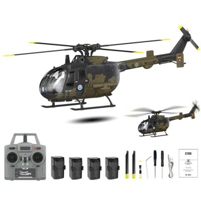 RCXTechPro C180 BO-105 RC Hubschrauber, 2,4 GHz 6CH 1:25 Ferngesteuerter Helikoptermit Höhenstabilisierung & Optical-Flow-Positionierung, Brushless-Motor, EIN-Tasten-Steuerung -RTF/4 Akku RCXTechPro C180 BO-105 RC Hubschrauber, 2,4 GHz 6CH 1:25 Ferngesteuerter Helikoptermit Höhenstabilisierung & Optical-Flow-Positionierung, Brushless-Motor, EIN-Tasten-Steuerung -RTF/4 Akku