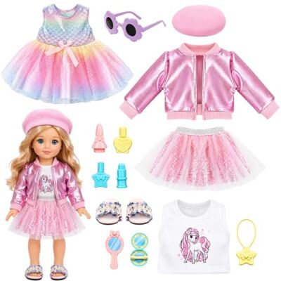 Mineup Puppenkleidung Für 14-18 Zoll Babypuppen, Babypuppenkleidung Mit Make-up Spielzeugset Hausschuhe Brille, Puppenkleidung Glitzer Schmetterling Tüll Für 43 Cm Puppen Mädchen Geschenk Mineup Puppenkleidung Für 14-18 Zoll Babypuppen, Babypuppenkleidung Mit Make-up Spielzeugset Hausschuhe Brille, Puppenkleidung Glitzer Schmetterling Tüll Für 43 Cm Puppen Mädchen Geschenk