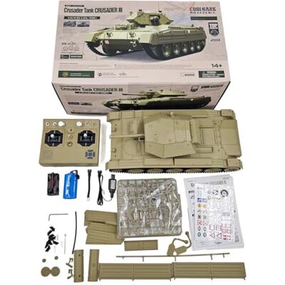 BuildCubes 1/16 RC Tank, 2.4G Britisches Kreuzritter RC Panzer Militär Fahrzeug, Armee RC Kampfpanzer mit Ton Zwei Geschwindigkeitsmodi Rückstoß Simulation, Spielzeug Geschenk -RTR BuildCubes 1/16 RC Tank, 2.4G Britisches Kreuzritter RC Panzer Militär Fahrzeug, Armee RC Kampfpanzer mit Ton Zwei Geschwindigkeitsmodi Rückstoß Simulation, Spielzeug Geschenk -RTR