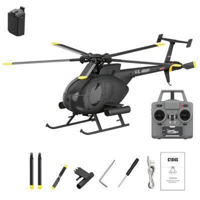 Stylomira C184S MD500 Little Bird 2,4 GHz 6-Kanal-RC-Hubschrauber mit 6-Achsen-Gyro 3 Digitalservos, Start/Landung & Rückenflug per Knopfdruck, barometrische Höhenhaltung & Optical Flow Stylomira C184S MD500 Little Bird 2,4 GHz 6-Kanal-RC-Hubschrauber mit 6-Achsen-Gyro 3 Digitalservos, Start/Landung & Rückenflug per Knopfdruck, barometrische Höhenhaltung & Optical Flow