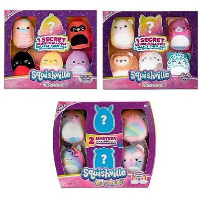 Jazwares Squishville Packung mit 6 Mini-Plüschtieren, Squishmallows Jazwares Squishville Packung mit 6 Mini-Plüschtieren, Squishmallows