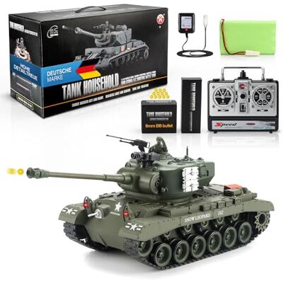 GOODS+GADGETS ® RC Panzer M26 Pershing 1:16 mit 30m Schussfunktion & Sound Echtes Gefechtsgefühl, ferngesteuerter Panzer mit LED & Gummiketten, RTR-Set inkl. 750mAh Akku, Softair RC Tank M26 Pershing GOODS+GADGETS ® RC Panzer M26 Pershing 1:16 mit 30m Schussfunktion & Sound Echtes Gefechtsgefühl, ferngesteuerter Panzer mit LED & Gummiketten, RTR-Set inkl. 750mAh Akku, Softair RC Tank M26 Pershing
